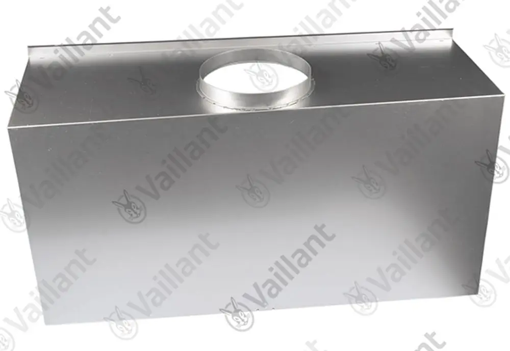 Vaillant Strömungssicherung aus Metall mit runder Öffnung in der Mitte, rechteckige Form, geeignet für Heizsysteme.